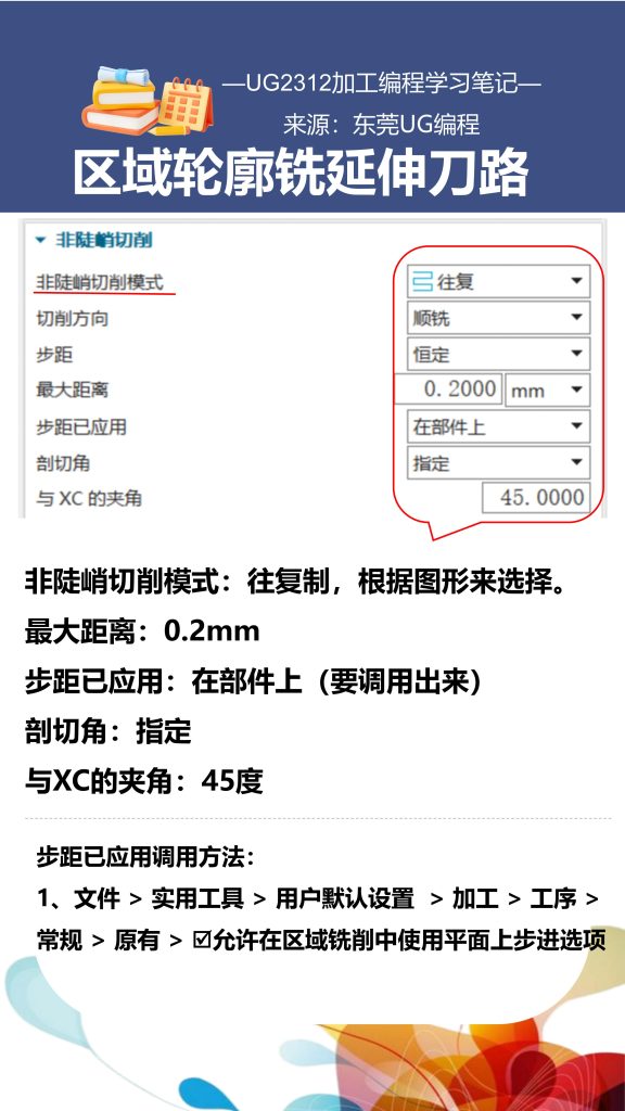 区域轮廓铣延伸刀路