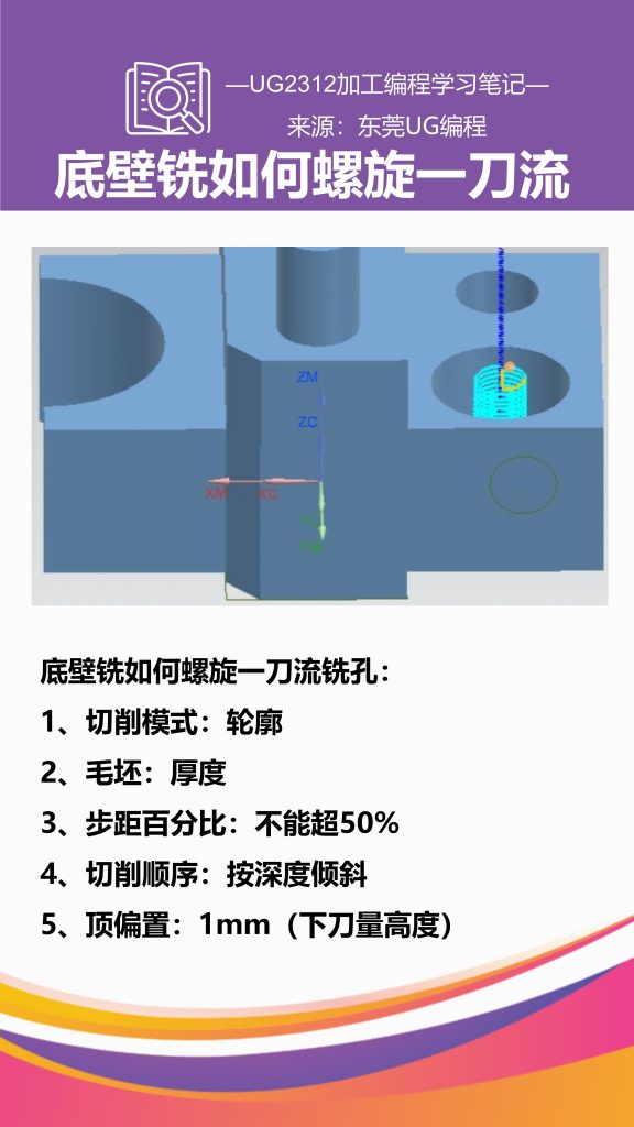 底壁铣如何螺旋一刀流铣孔