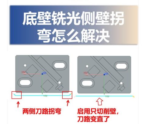 底壁铣光侧壁拐弯怎么解决