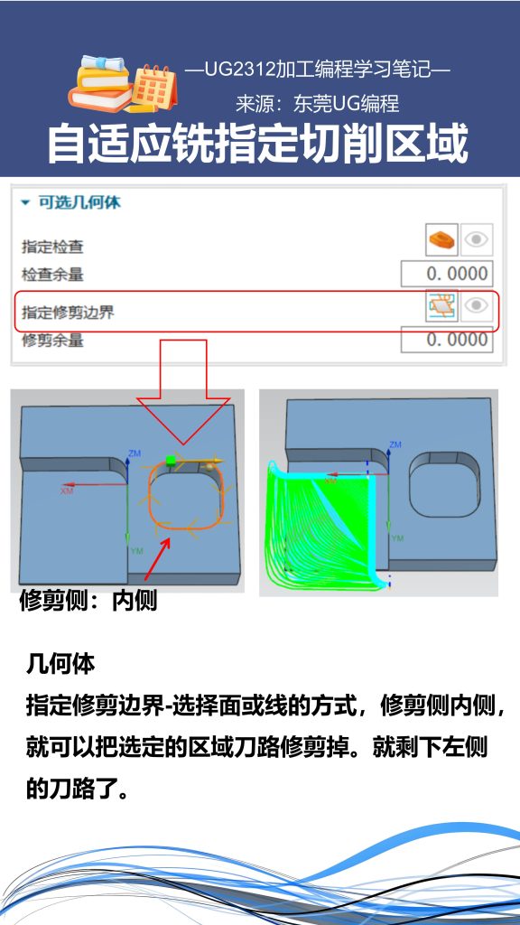 自适应铣指定切削区域方法