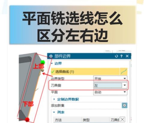 平面铣选线怎么区分左右边