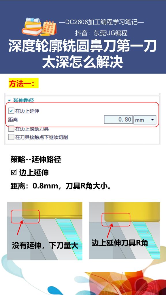 深度轮廓铣圆鼻刀第一刀太深怎么解决